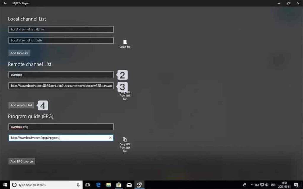 Microsoft My IPTV Player installation guide etape 2